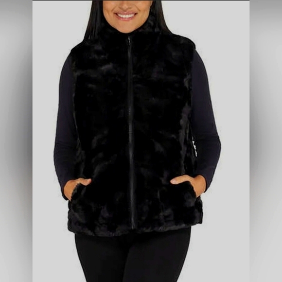 Nicole Miller reversible faux fur bubble vest size M - Picture 2 of 8